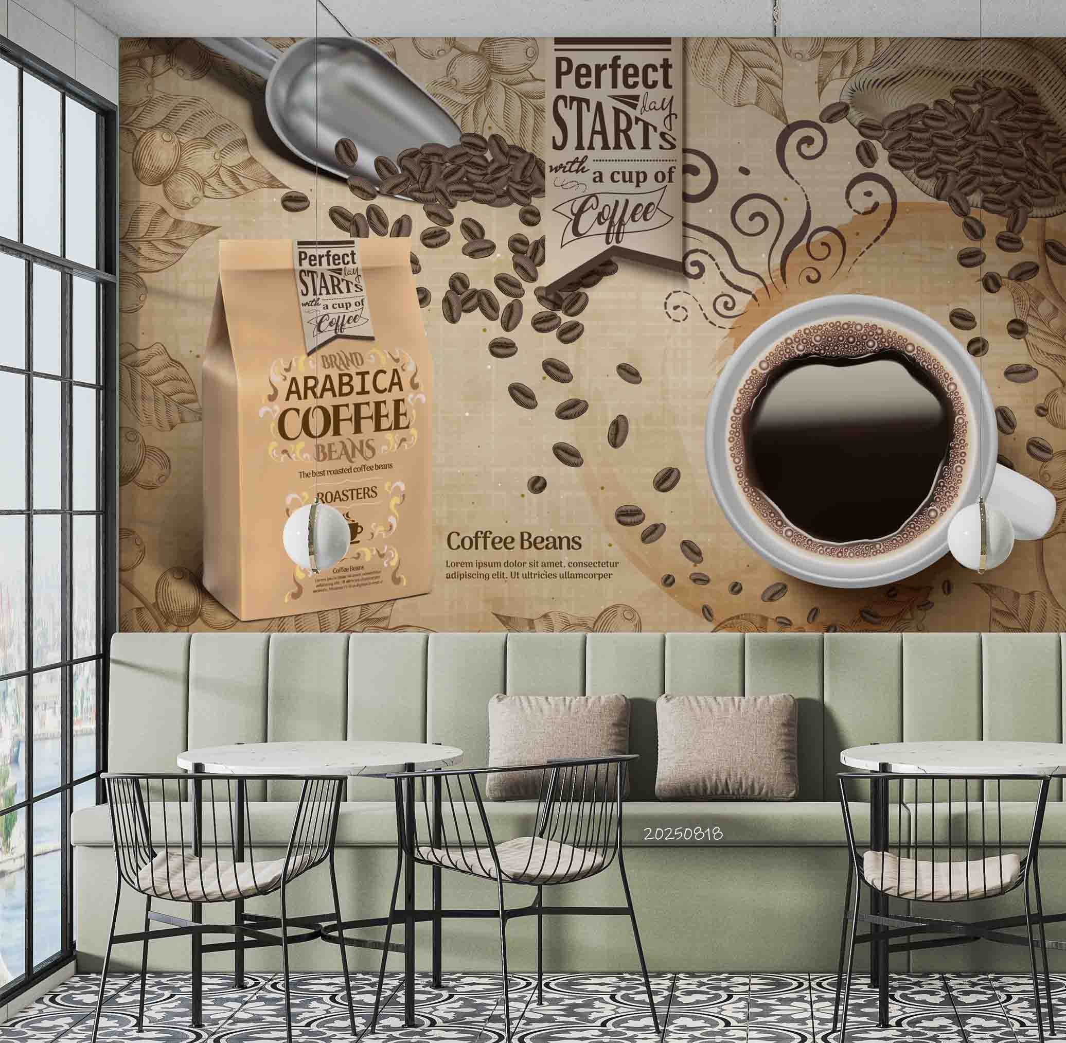 3D Restaurant Snack Bar Coffee Shop Wall Mural Wallpaper 43