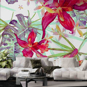 3D Tropical Turtle Back Bamboo Leaves Red Floral Wallpaper Wall Mural Wall Decor Wall Art Wall Sticker Remoable Wallpaper 56