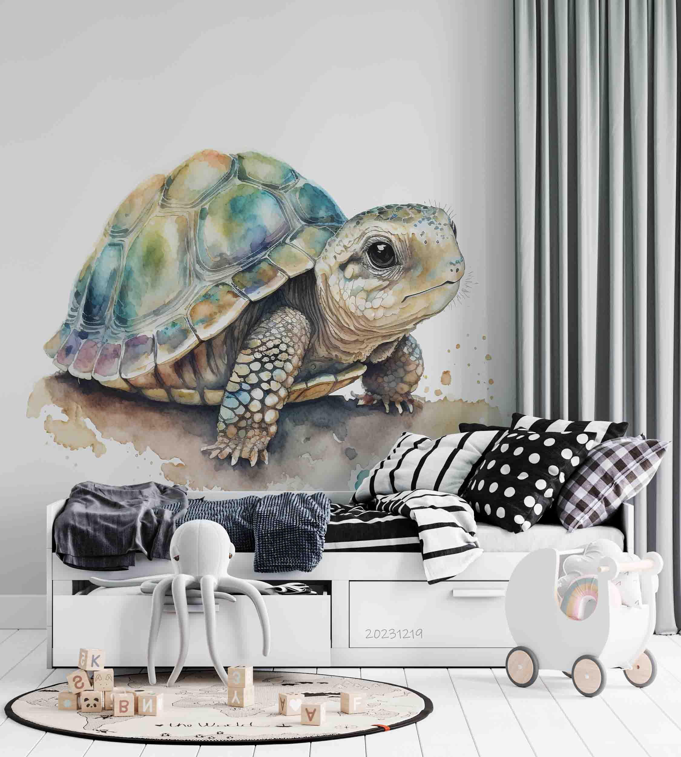 3D Animal Sea Turtle Colours Wall Mural Wallpaper YXL 54