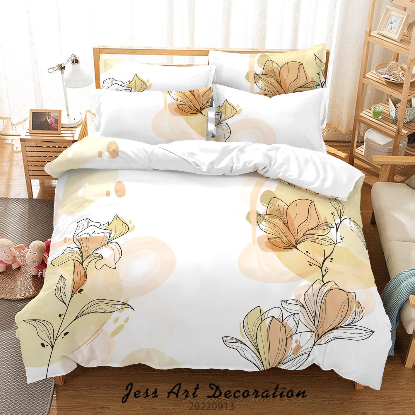 3D Floral Tulip Round Quilt Cover Set Bedding Set Duvet Cover Pillowcase 141