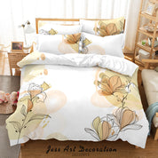 3D Floral Tulip Round Quilt Cover Set Bedding Set Duvet Cover Pillowcase 141