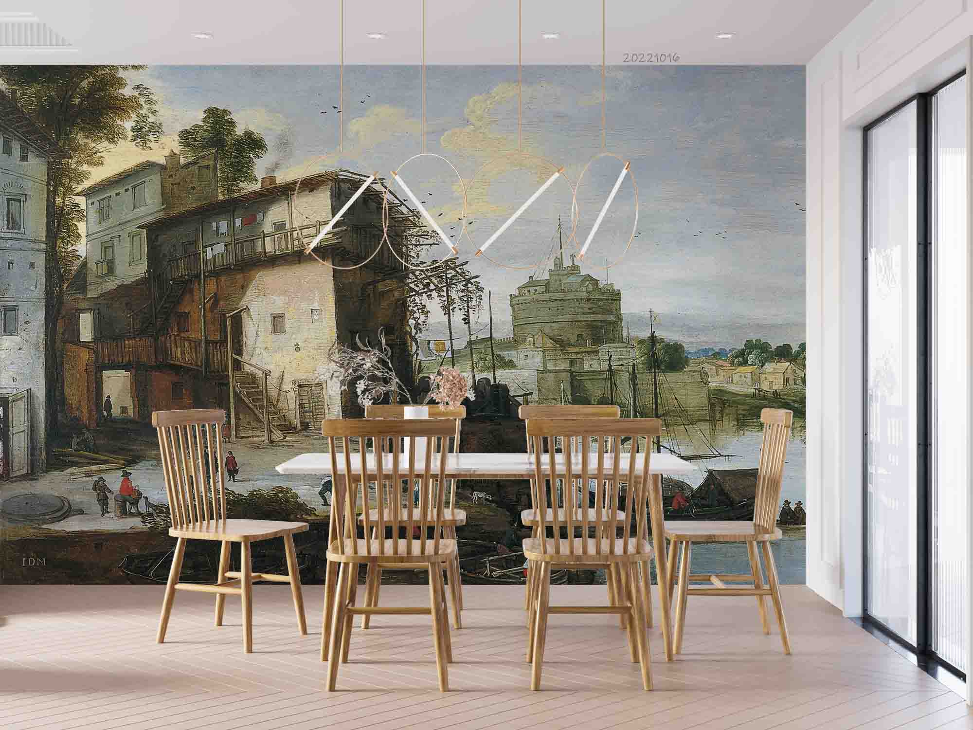 3D Oil Painting European Architecture River Boat Wall Mural Wallpaper GD 2999- Jess Art Decoration