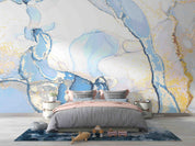 3D Abstract Damaskeen Ellipse Gold Dust Wall Mural Wallpaper YXL 574