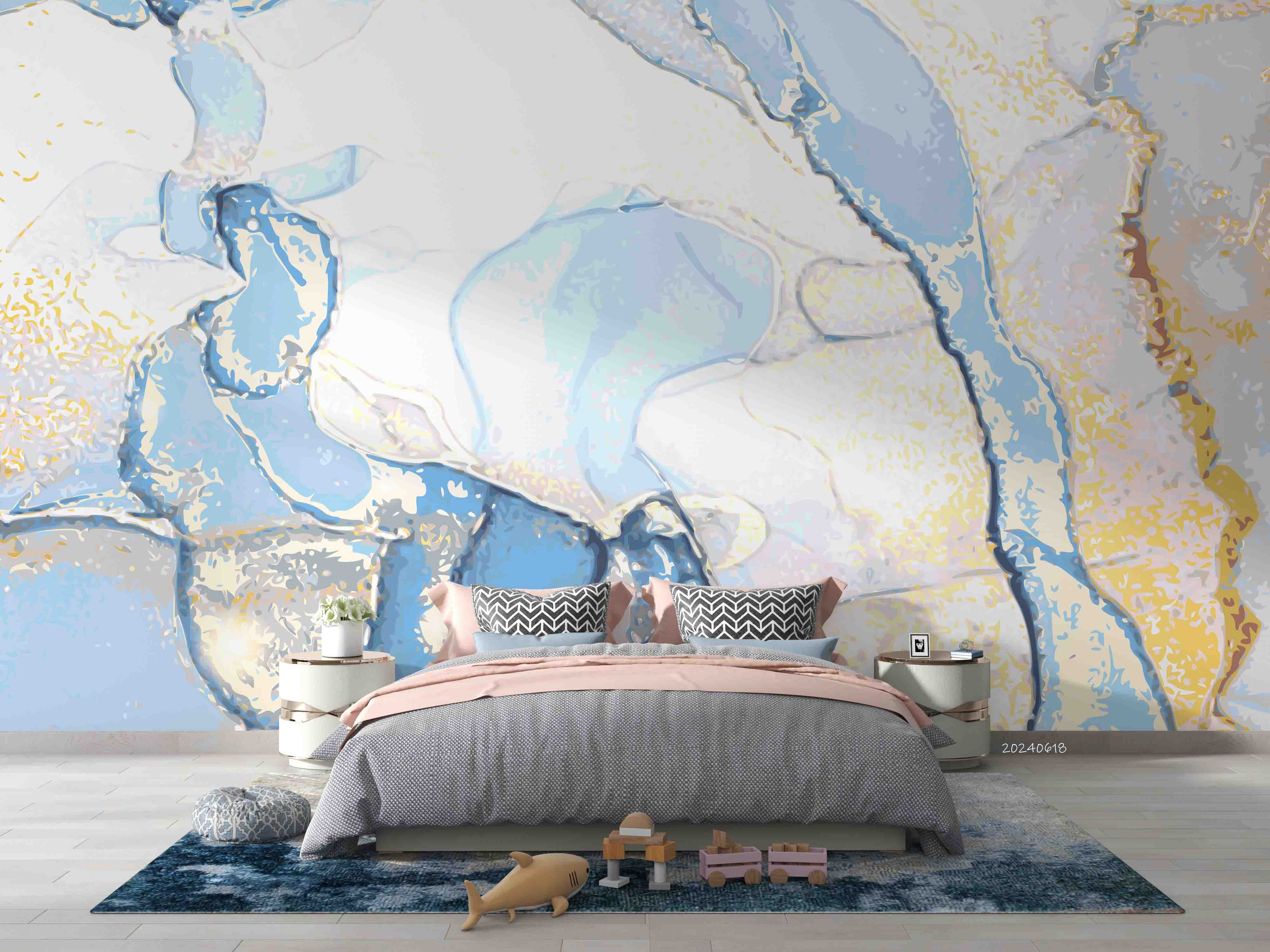 3D Abstract Damaskeen Ellipse Gold Dust Wall Mural Wallpaper YXL 574