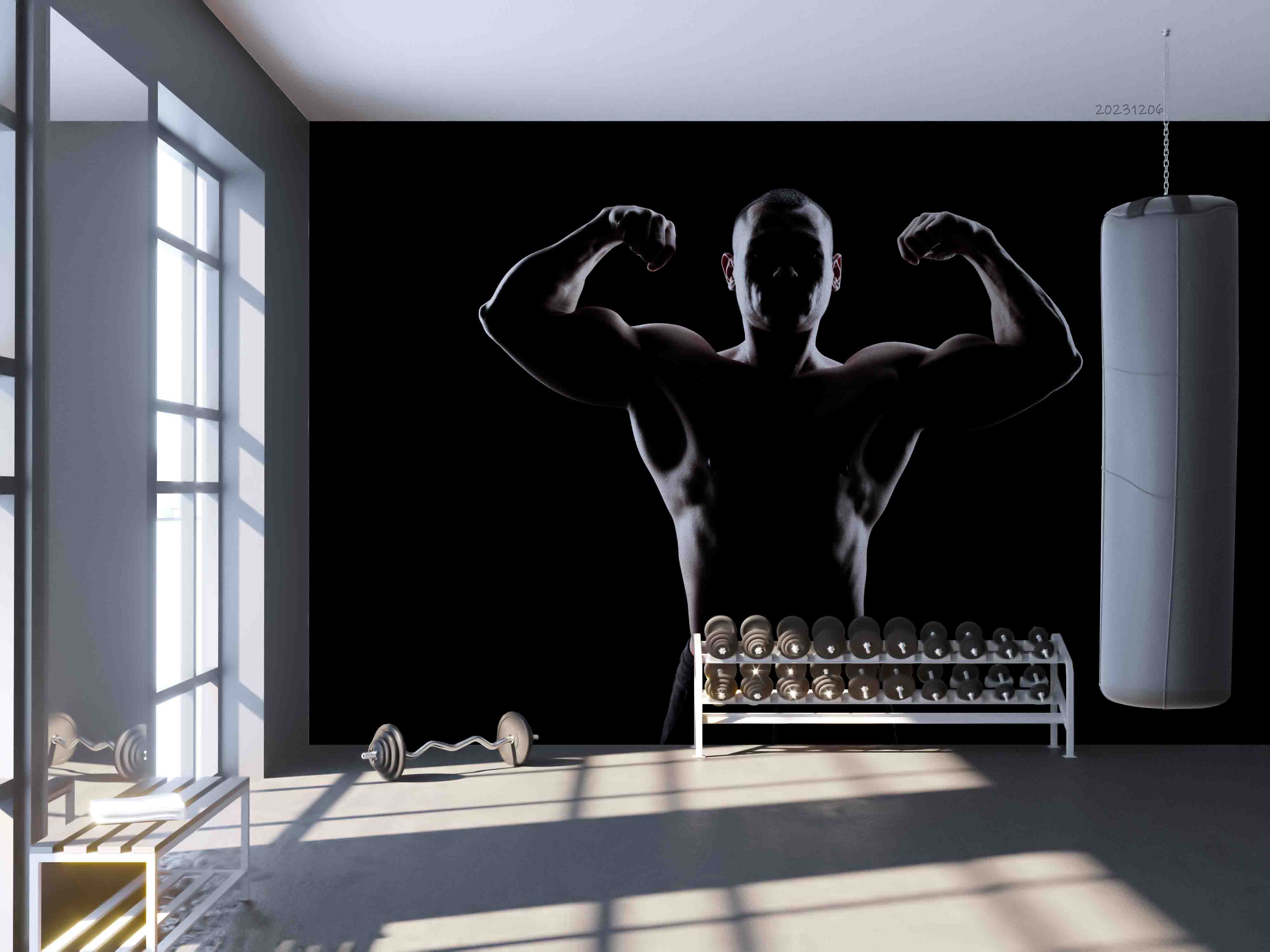 3D Gym Poster Man Abdominal Muscle Wall Mural Wallpaper YXL 72