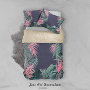 3D Floral Leaf Black Quilt Cover Set Bedding Set Duvet Cover Pillowcase 276
