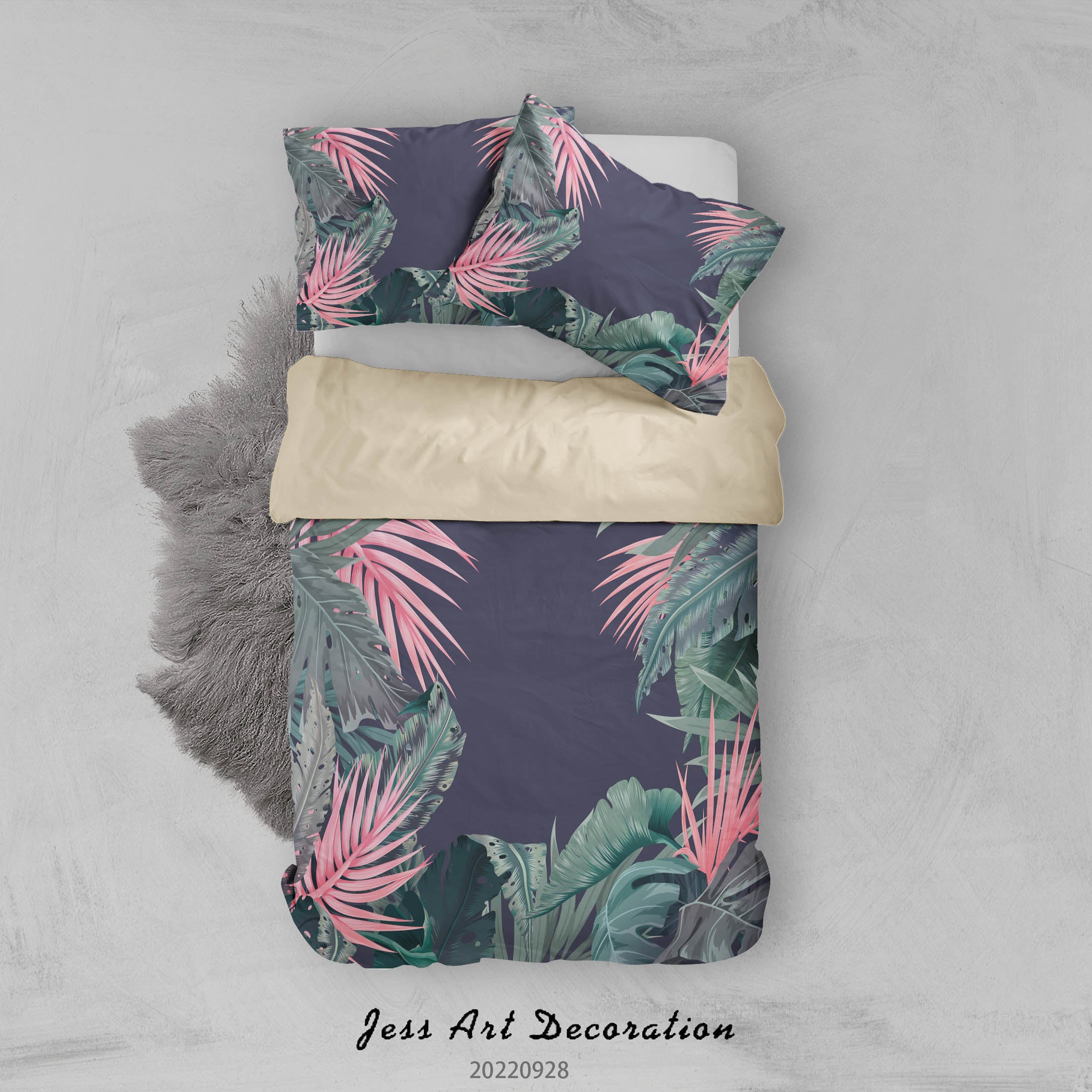 3D Floral Leaf Black Quilt Cover Set Bedding Set Duvet Cover Pillowcase 276