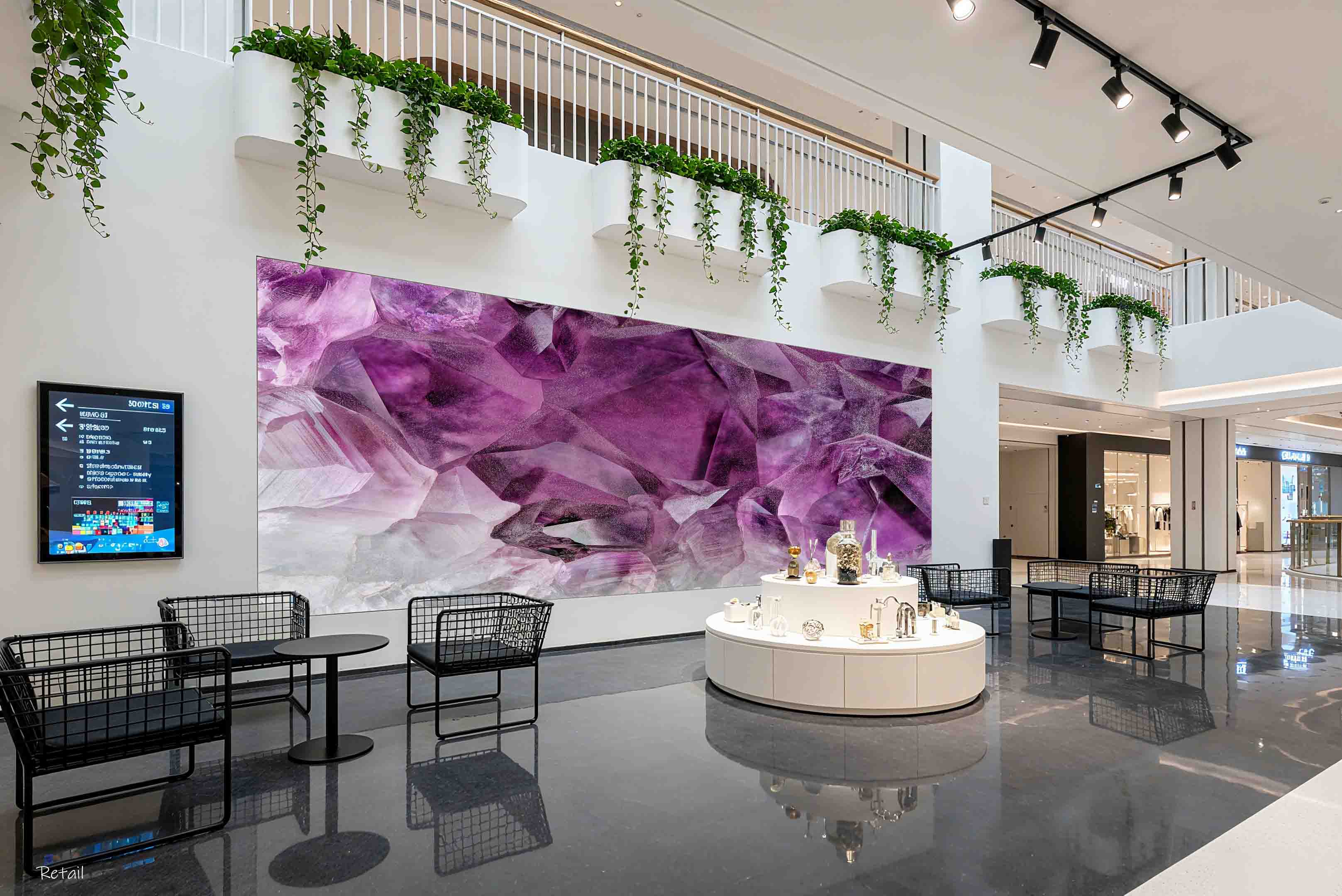 3D Retail Shop Store Market Trade Pink Crystal Wall Mural Wallpaper 24