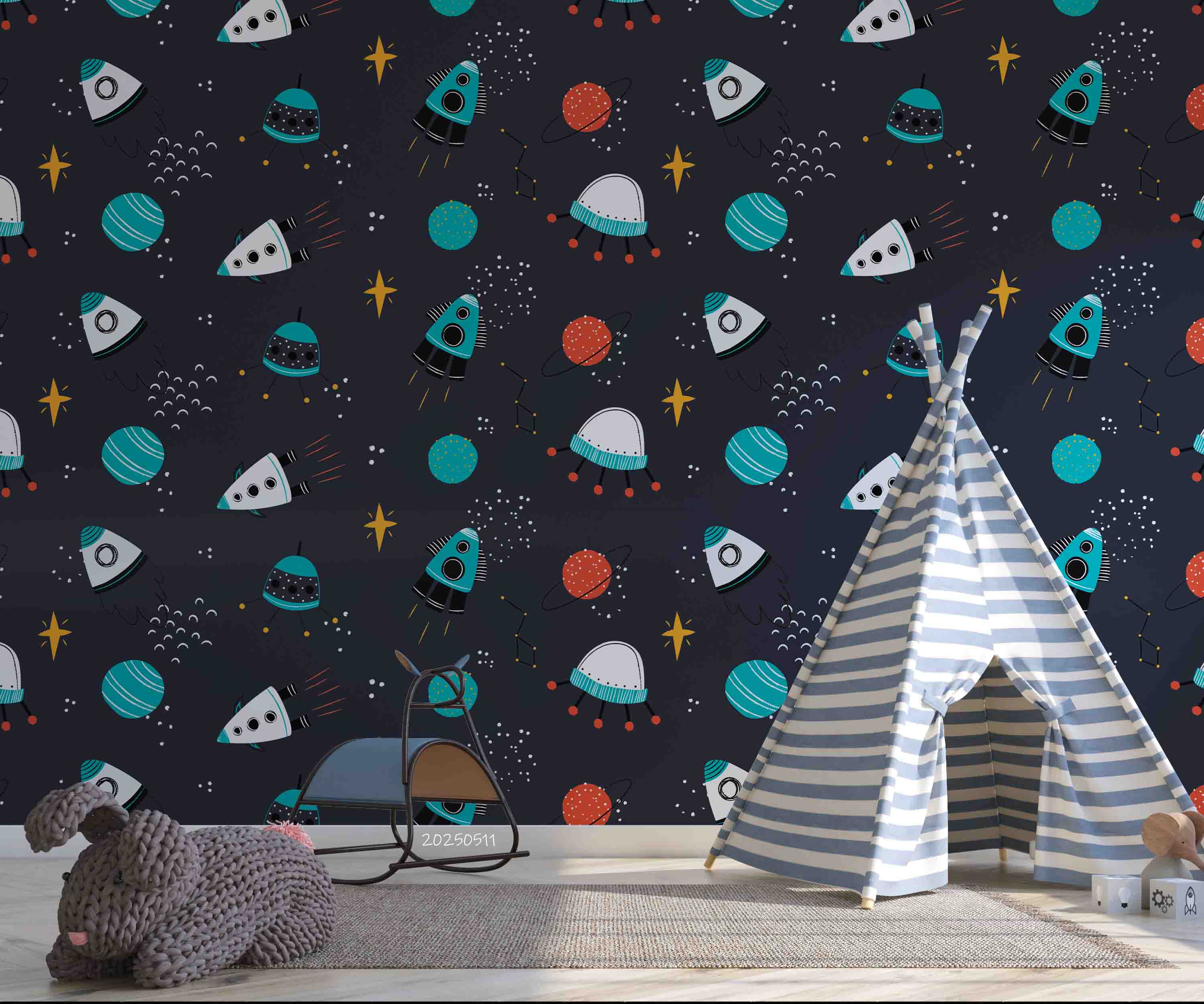 3D Cartoon Space Shuttle Planet Kids Wallpaper Wall Mural Wall Decor Wall Art Wall Sticker Remoable Wallpaper