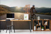 3D Mountain Sunlight Road Cycling Sky Wall Mural Wallpaper YXL 69