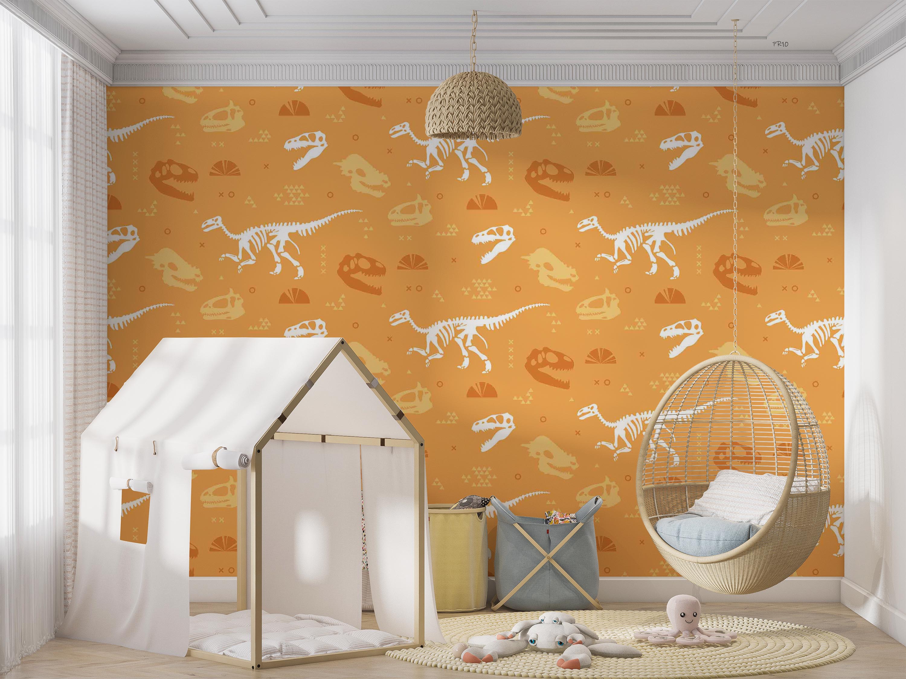 3D Dinosaur Fossil Pattern dinosaur fossil pattern wall mural wallpaper for kids room