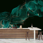 3D Abstract Damaskeen Black Float Wall Mural Wallpaper YXL 596