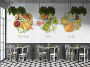 3D Cartoon Carbohydrate Fiber Cereal Grain Bread Energy Meat Eggs Diet Concept Wall Mural Wallpaper GD 5285- Jess Art Decoration