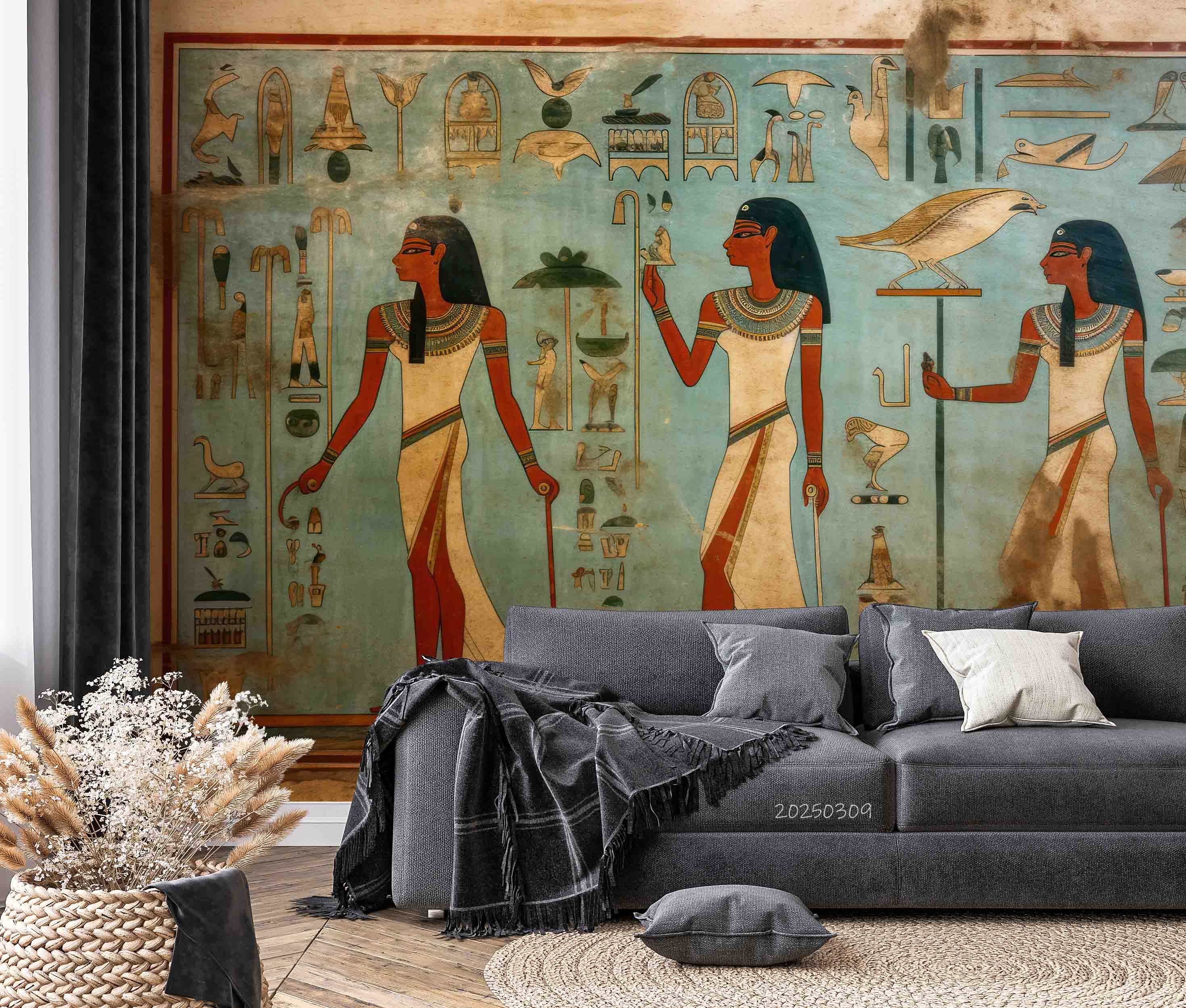 3D Ancient Egypt Gold Eagle Egyptian Hieroglyphics Symbols Painting Wallpaper Wall Mural Wall Decor Wall Art Wall Sticker Remoable Wallpaper LQH