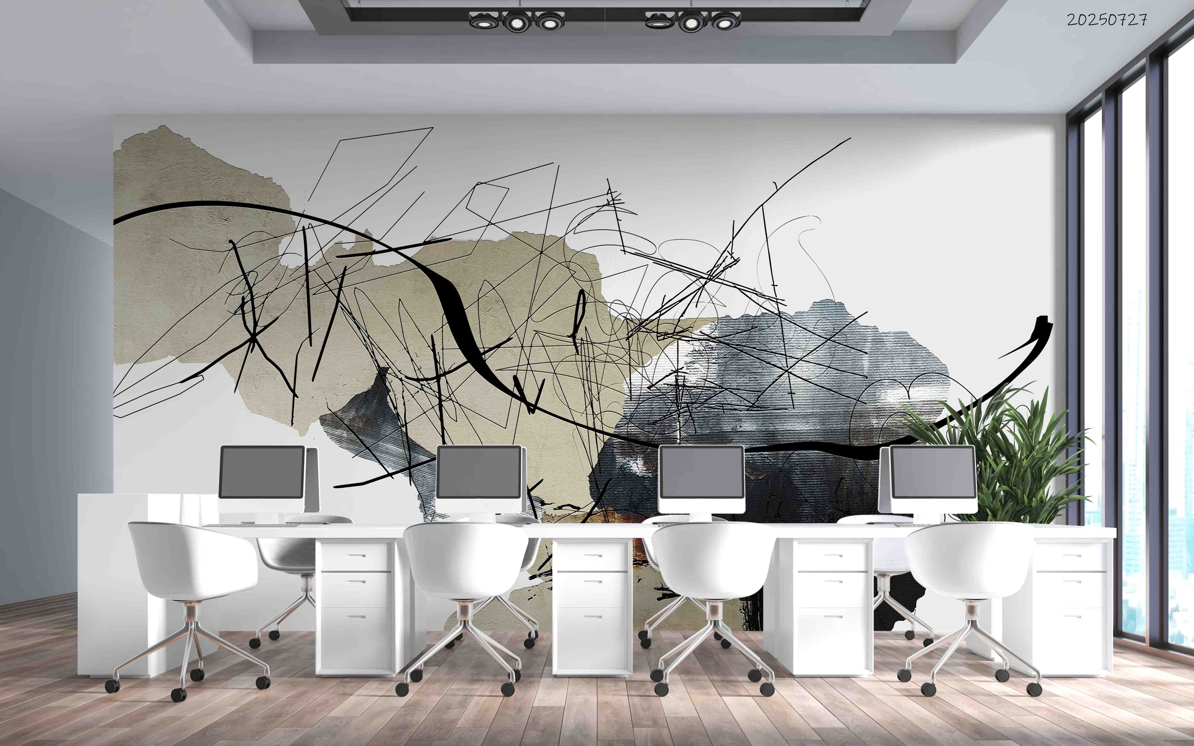 3D Office Business Technology Particle Mesh Wall Mural Wallpaper 9