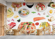 3D Watercolor Food Fruit Vegetable Egg Rice Wall Mural Wallpaper GD 5253- Jess Art Decoration