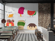 3D Ice Cream Popsicle White Wall Mural Wallpaper YXL 2317