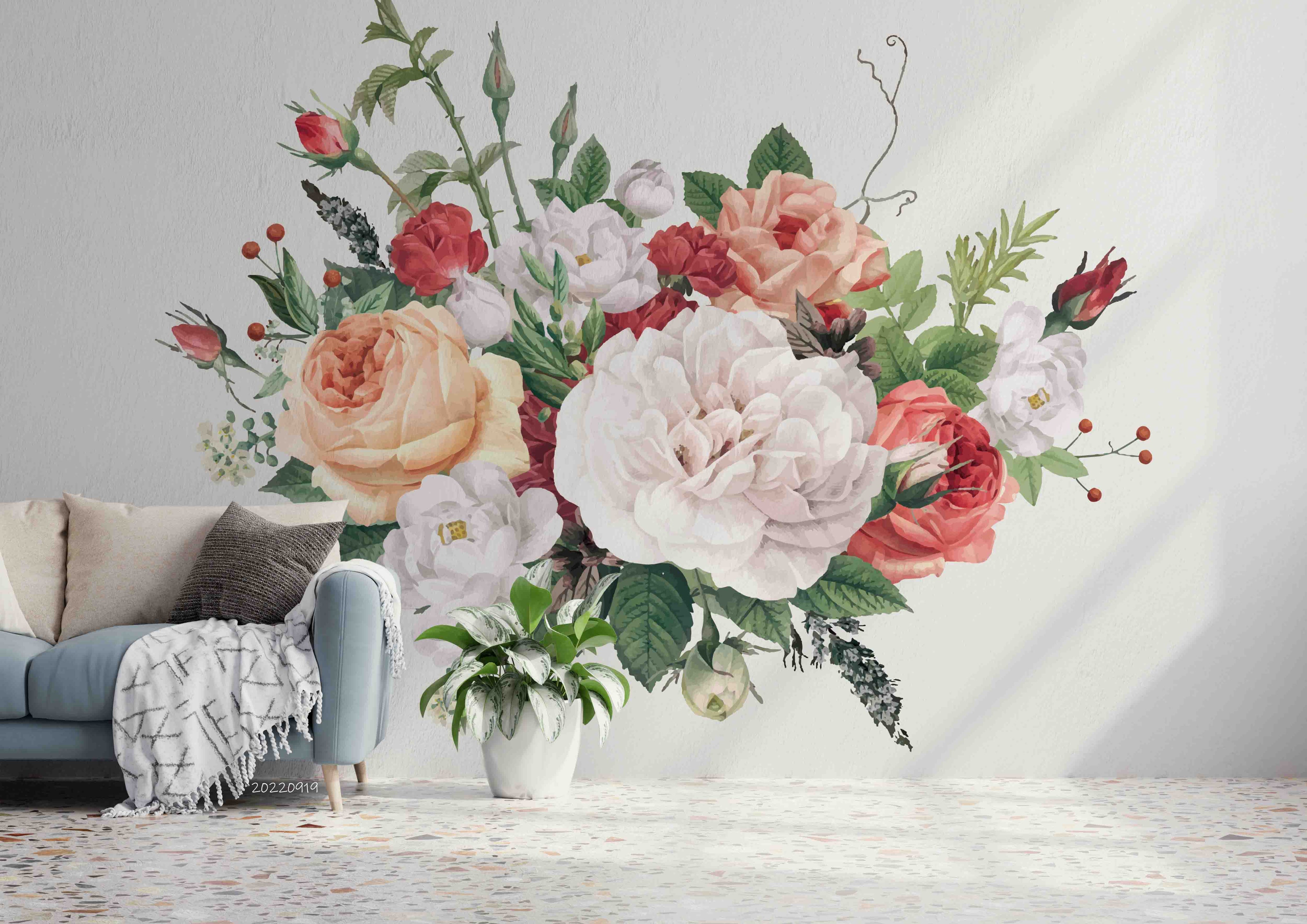 3D Colorful Floral Bouquet Background Wall Mural Wallpaper GD 3470- Jess Art Decoration