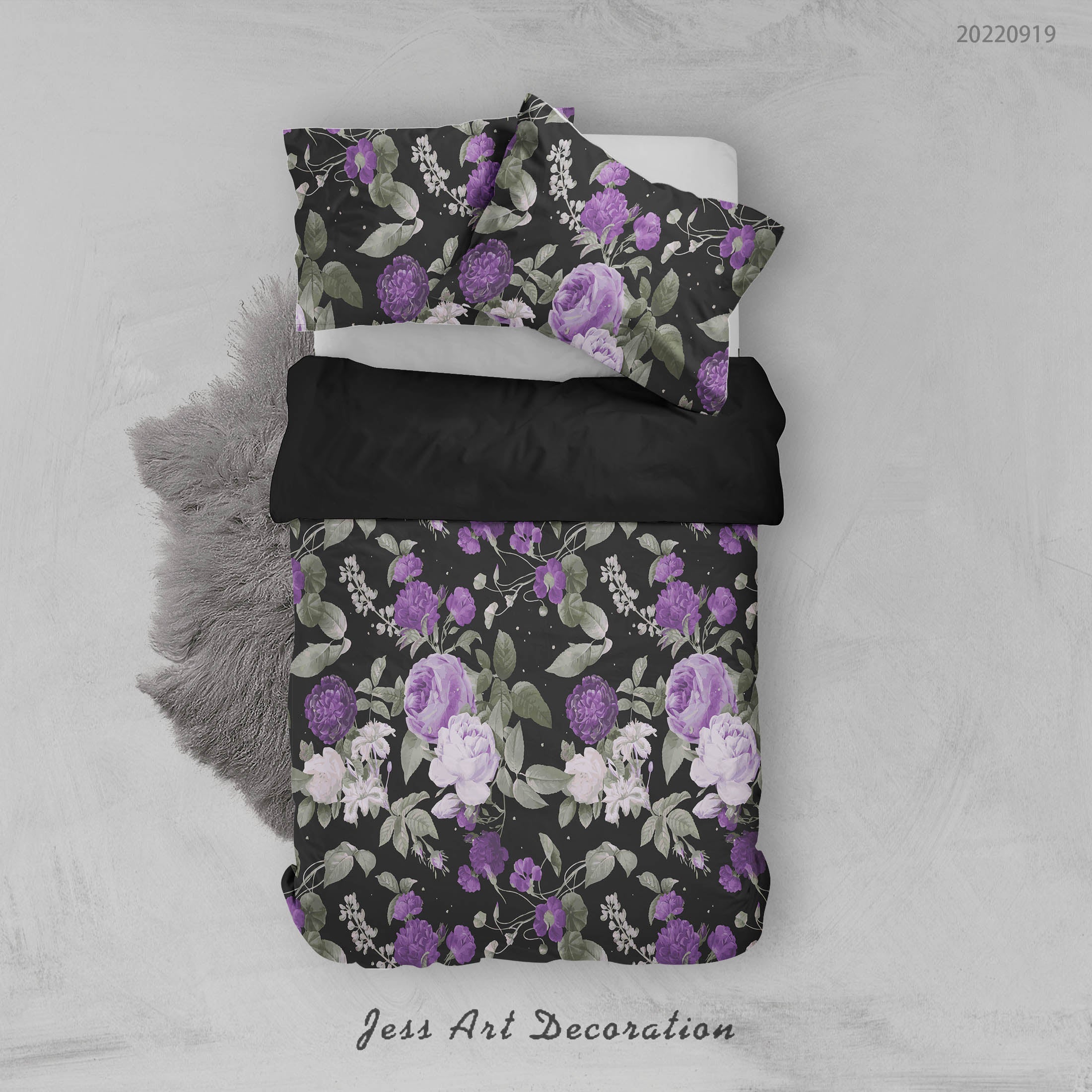 3D Floral Rose Leaf Black Quilt Cover Set Bedding Set Duvet Cover Pillowcase 226