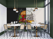 3D Restaurant Snack Bar Diner Fast Food Hamburger Wall Mural Wallpaper 13
