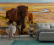 3D Sky Grassland Animal Brown Horse Scenery Wallpaper Wall Mural Wall Decor Wall Art Wall Sticker Remoable Wallpaper LQH