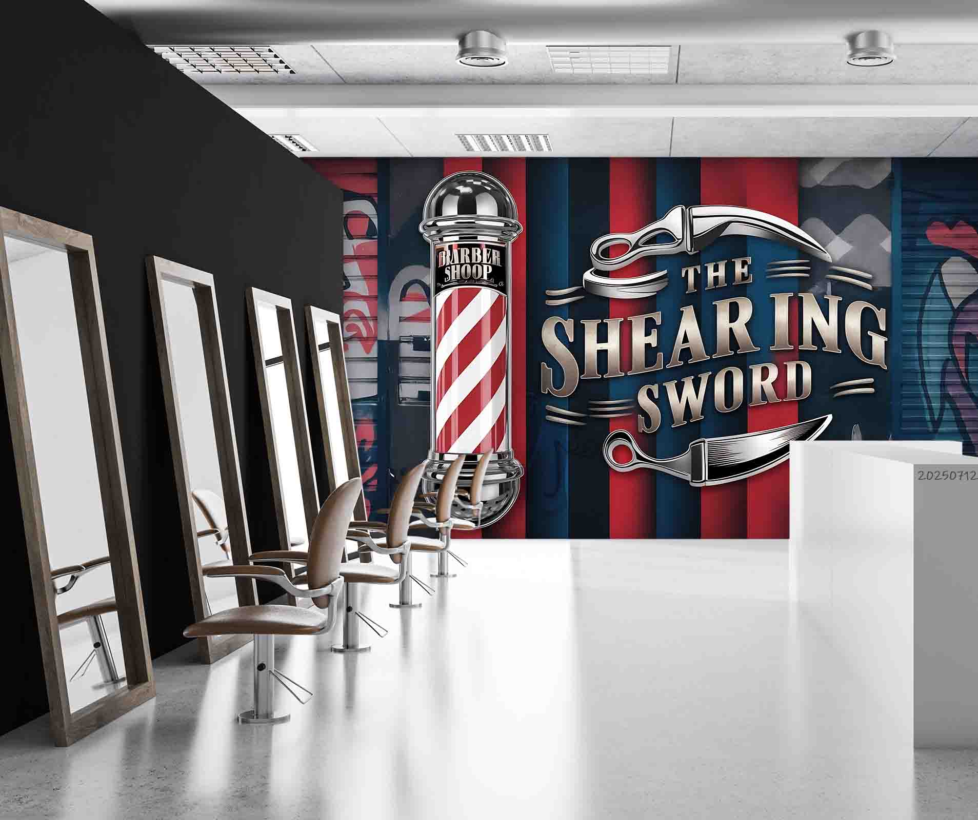 3D Barber Shop Hair Salon Haircut Specialist Wall Mural Wallpaper 14