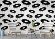 Geometric Circle Drip Ink White Contemporary Wallpaper contemporary street art wall mural for creative room or feature wall -