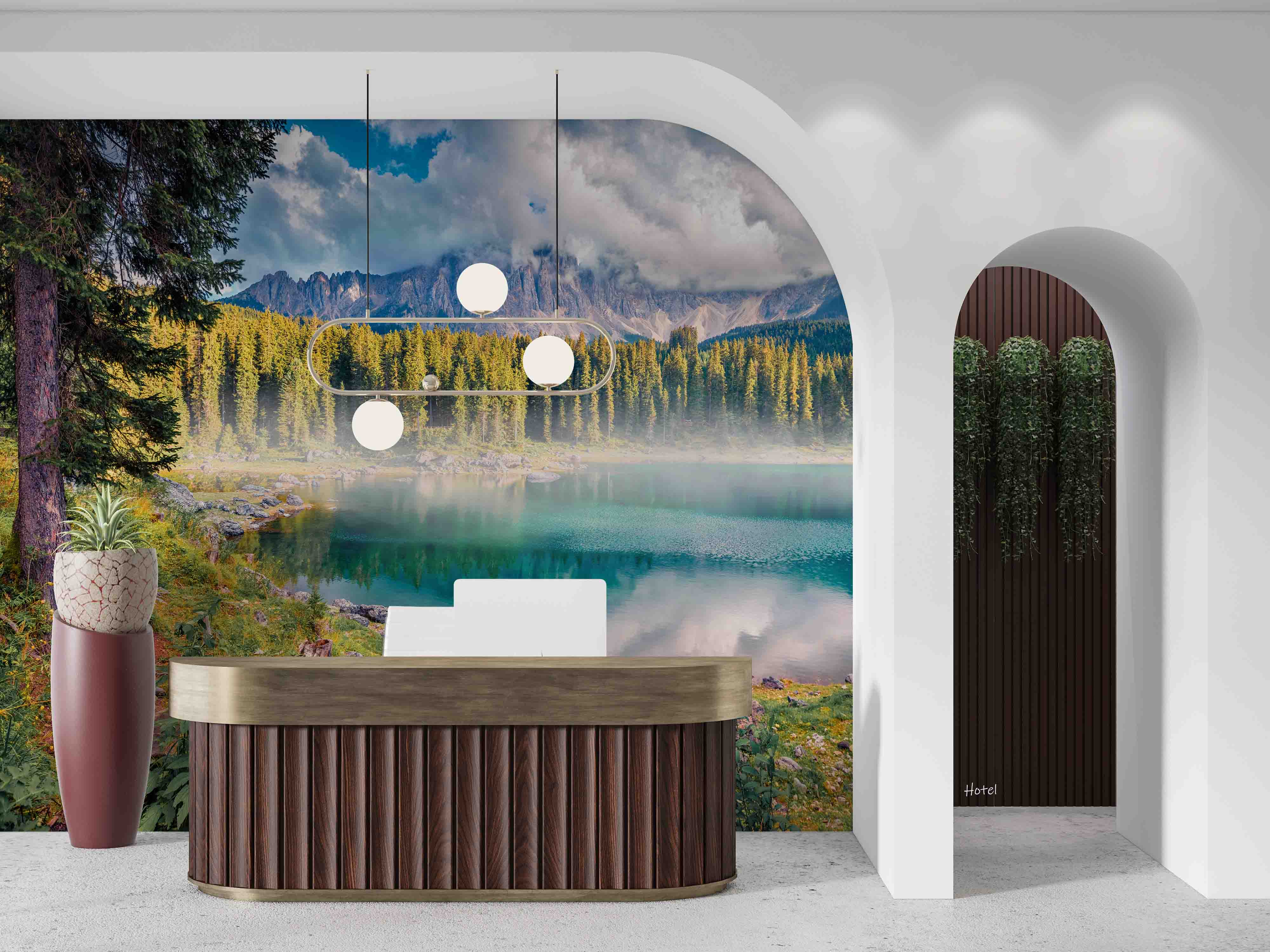 3D Hotel Inn Motel Hostel Resort Manor Scenery Waterfall Wall Mural Wallpaper 17