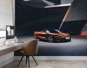 3D Orange Sports Car Wallpaper Wall Mural Wall Decor Wall Art Wall Sticker Remoable Wallpaper