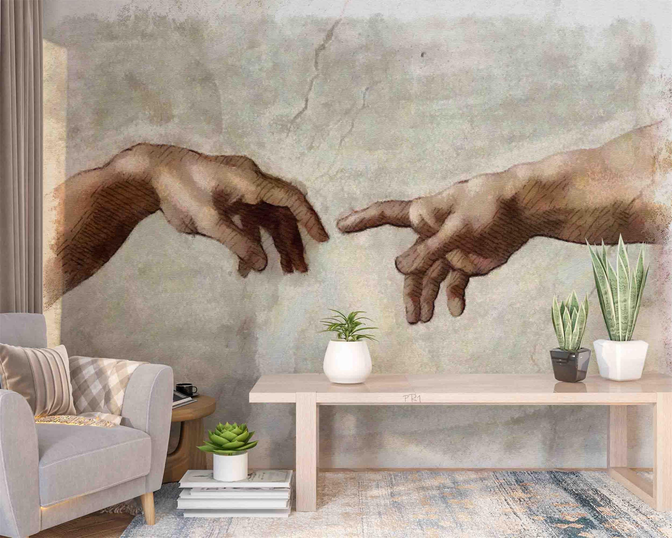 3D Freehand Sketching Hand Crack Wall Mural Wallpaper YXL 2671