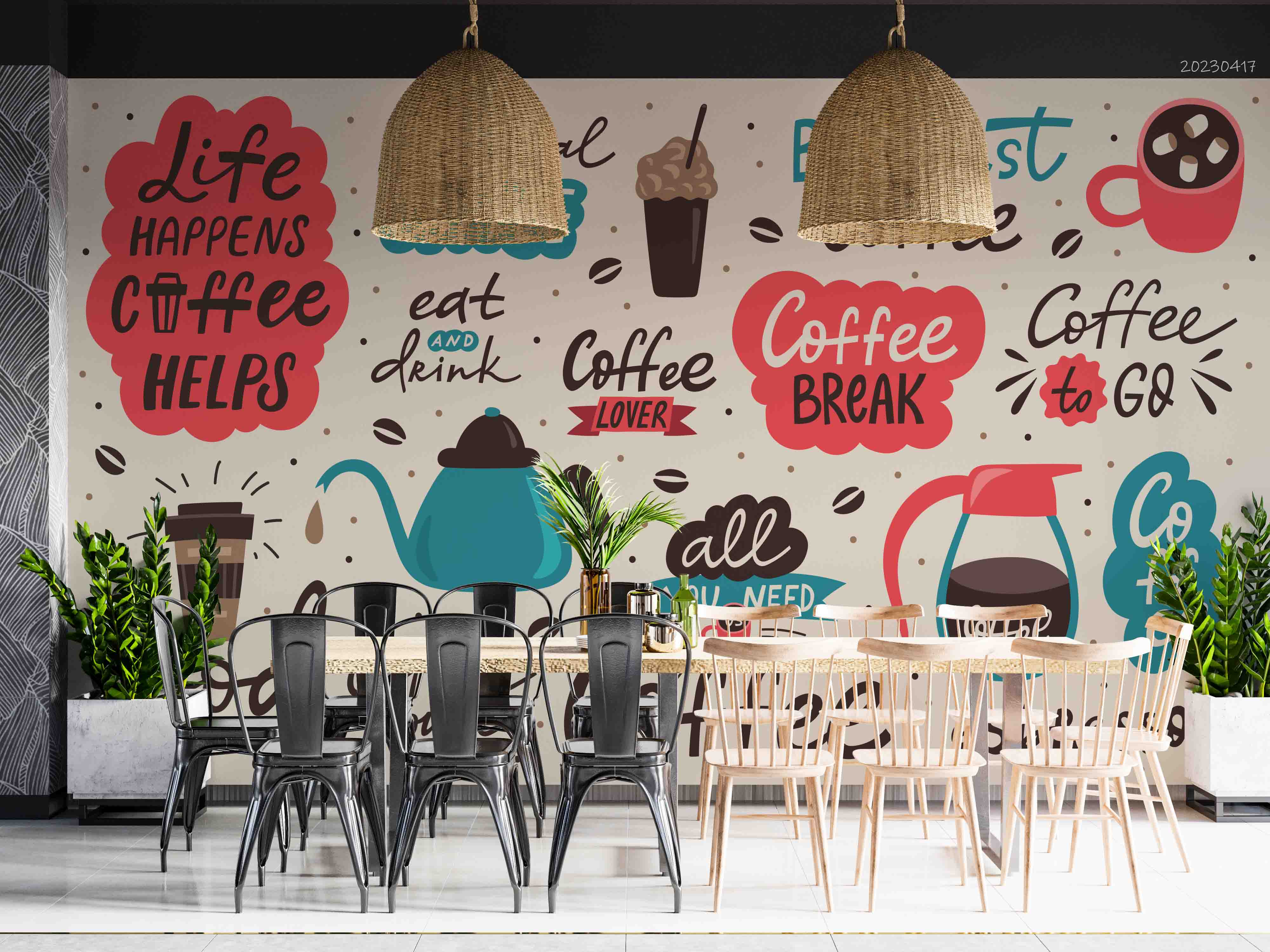 3D Coffee Shop Illustration Wall Mural Wallpaper GD 5511- Jess Art Decoration