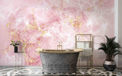 3D Abstract Damaskeen Wave Pink Gold Dust Wall Mural Wallpaper YXL 593