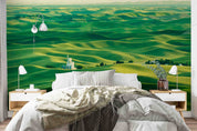 3D Countryside Tree Grassland Green Wall Mural Wallpaper YXL 683