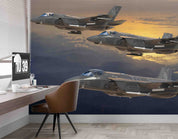 3D Lockheed Martin F-35 Lightning II Formation Wall Mural Wallpaper GD 5424- Jess Art Decoration
