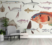 3D Hand Drawn Ocean Creature Fish Wallpaper Wall Mural Wall Decor Wall Art Wall Sticker Remoable Wallpaper LQH 10