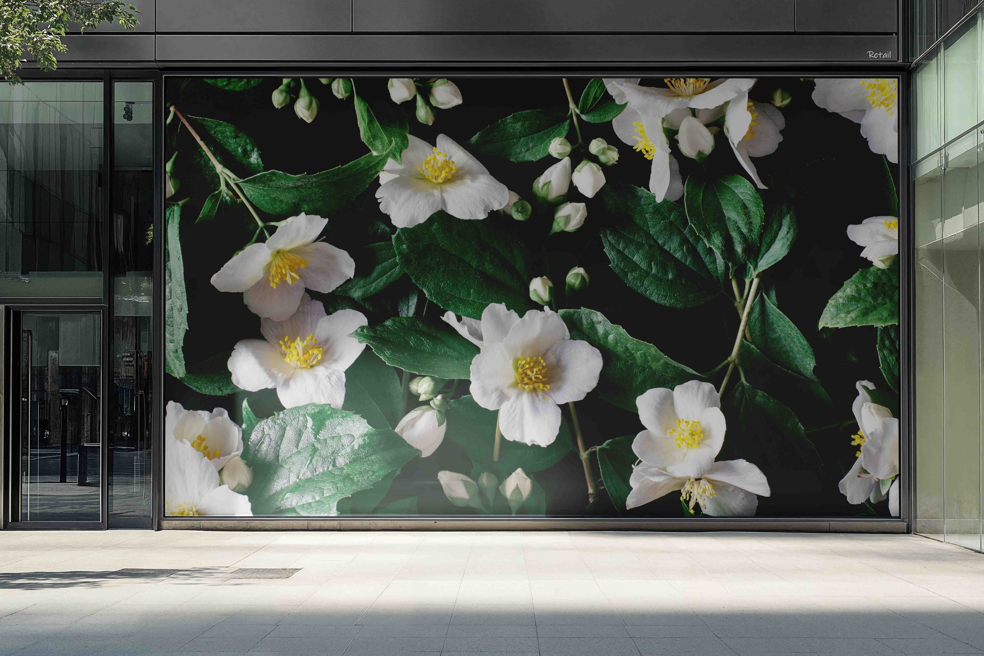 3D Retail Shop Store Market Trade Floral Leaves Wall Mural Wallpaper 3