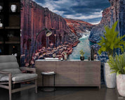 3D Hotel Inn Motel Hostel Resort Manor Scenery Mountains River Wall Mural Wallpaper 15