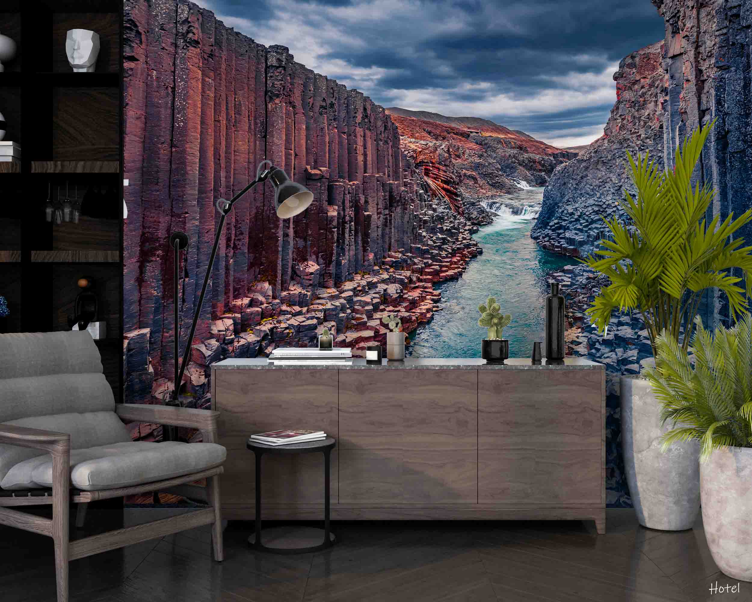 3D Hotel Inn Motel Hostel Resort Manor Scenery Mountains River Wall Mural Wallpaper 15