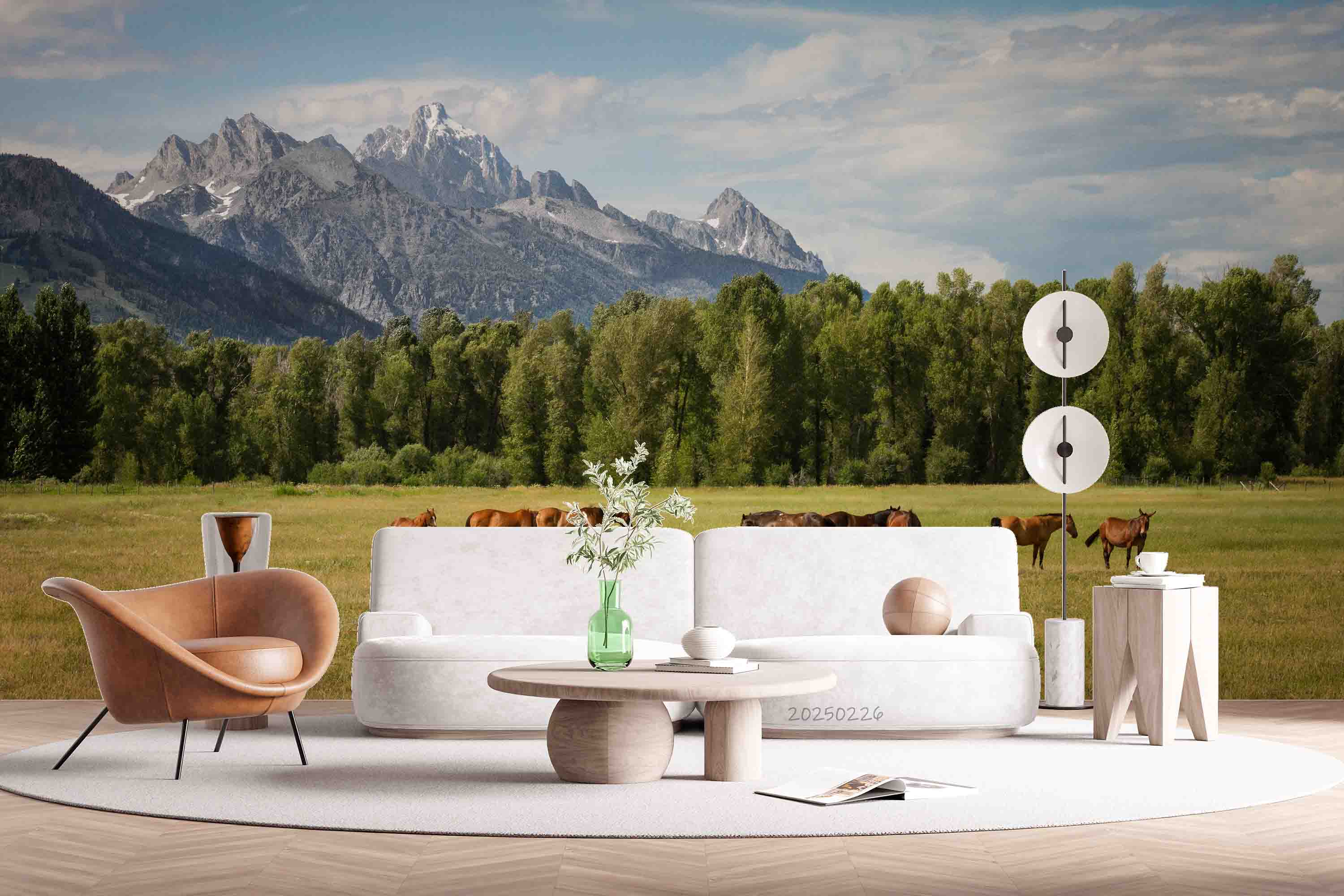 3D Nature Mountains Forest Grassland Horse Wallpaper Wall Mural Wall Decor Wall Art Wall Sticker Remoable Wallpaper LQH