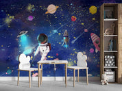 3D Astronaut Space Adventure astronaut space adventure scene wall mural wallpaper for kids room - view 2