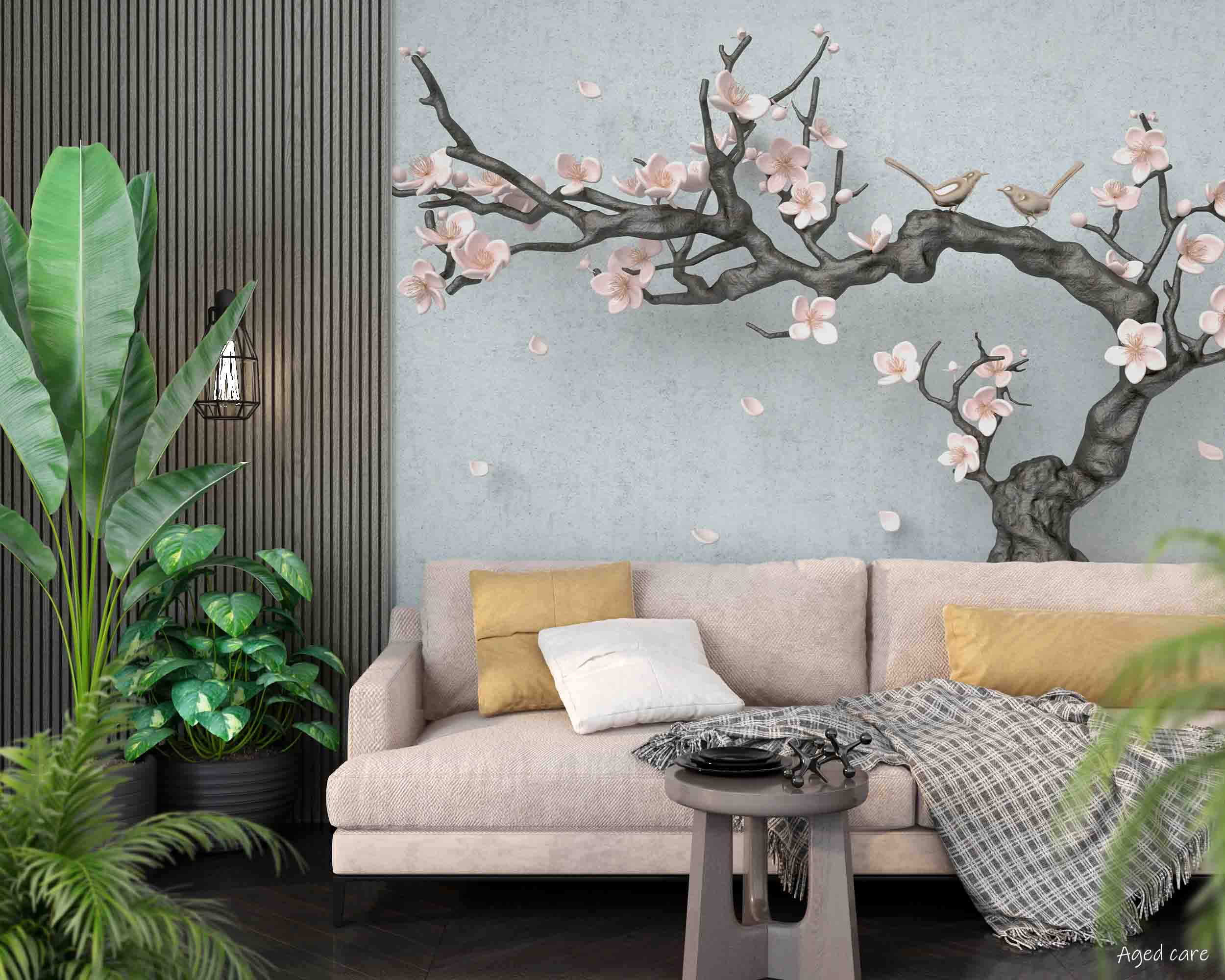 3D Aged Care Retirement Home Gerocomium Rest Home Floral Tree Wall Mural Wallpaper 32