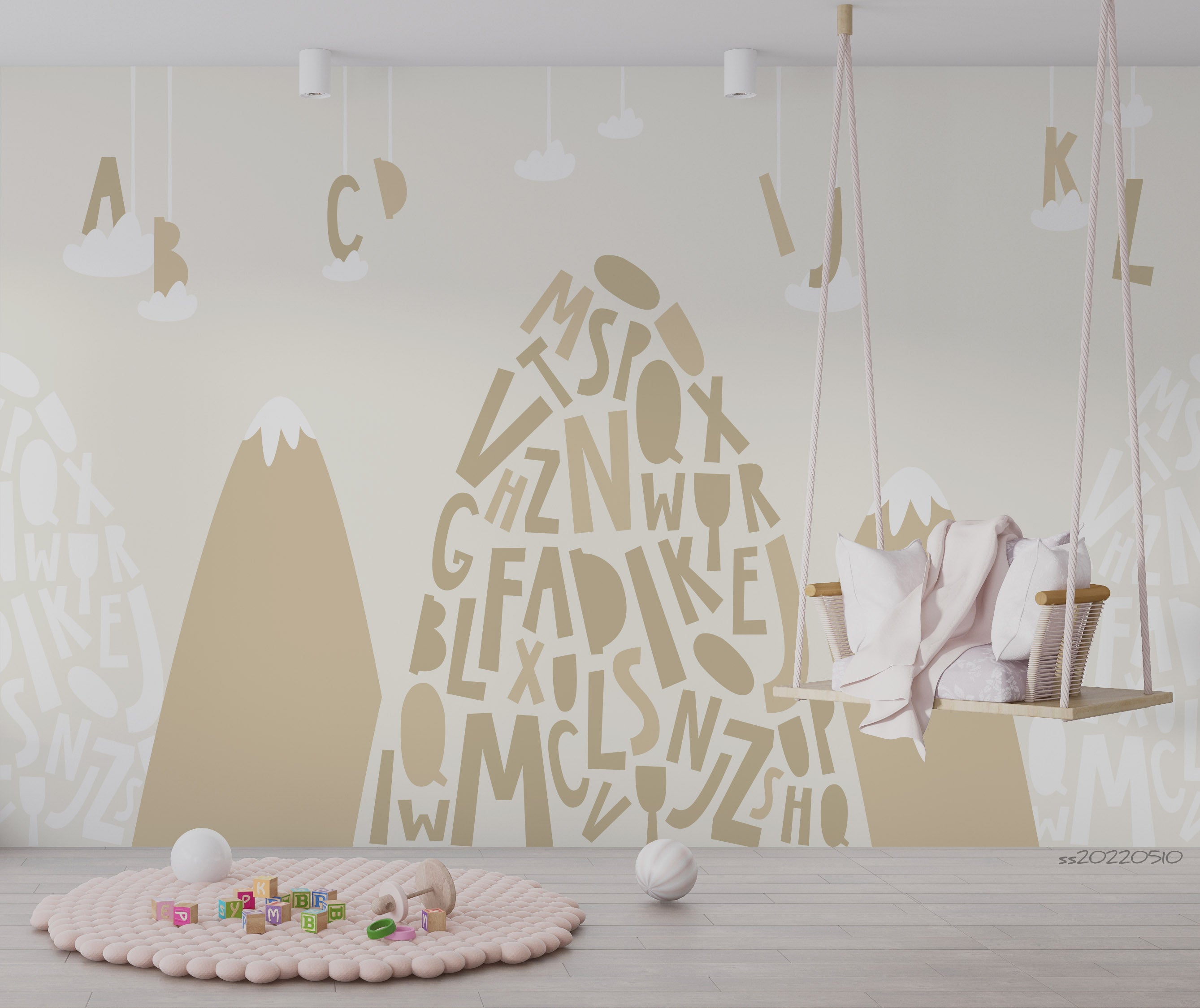 3D Cartoon Letter Mountain Kids Wall Mural Wallpaper GD 4074- Jess Art Decoration