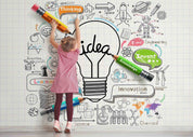 3D Light Bulb Idea Concept Doodle Icon Set Wall Mural Wallpaper GD 4536- Jess Art Decoration