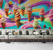 3D Ice Cream Chocolate Spread Ripple Wall Mural Wallpaper YXL 2337
