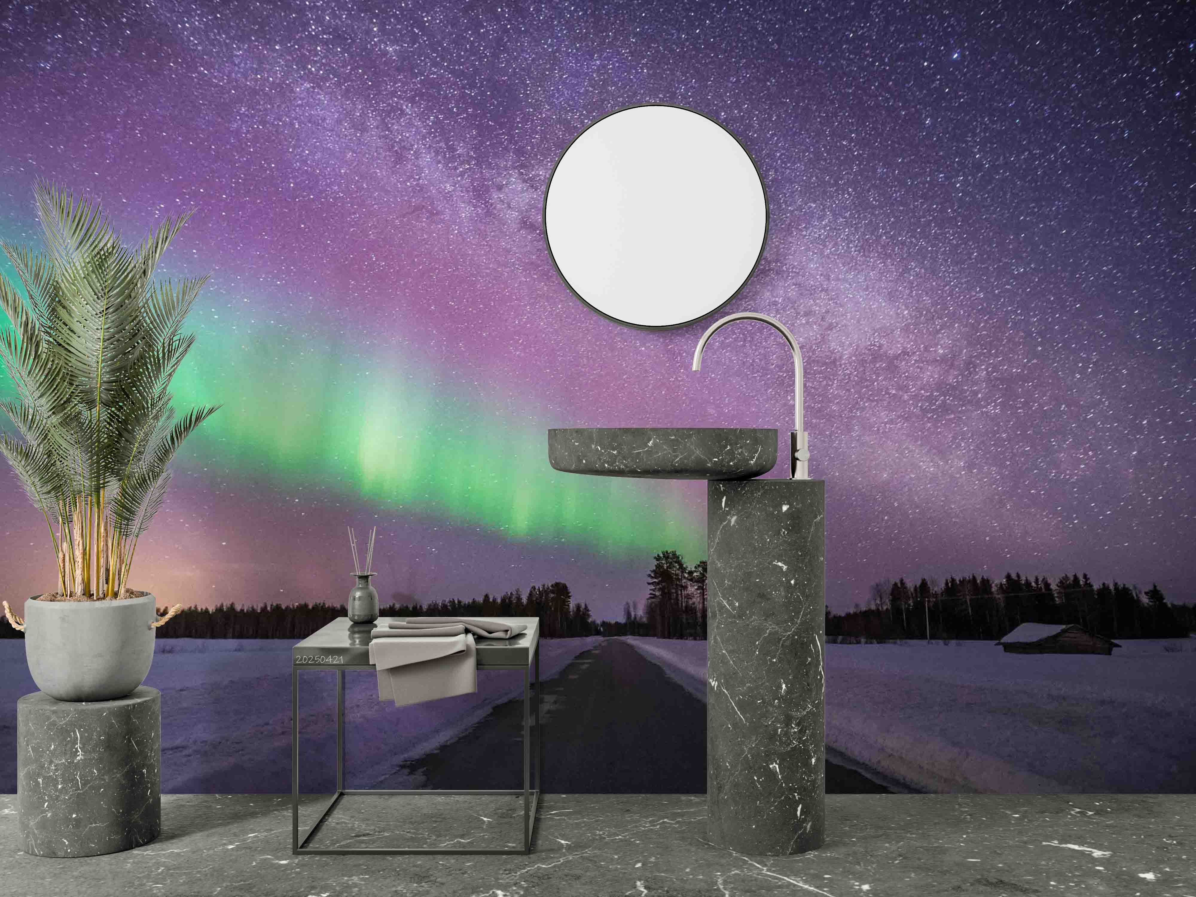3D Green Aurora Snow Forest Scenery Wallpaper Wall Mural Wall Decor Wall Art Wall Sticker Remoable Wallpaper 21