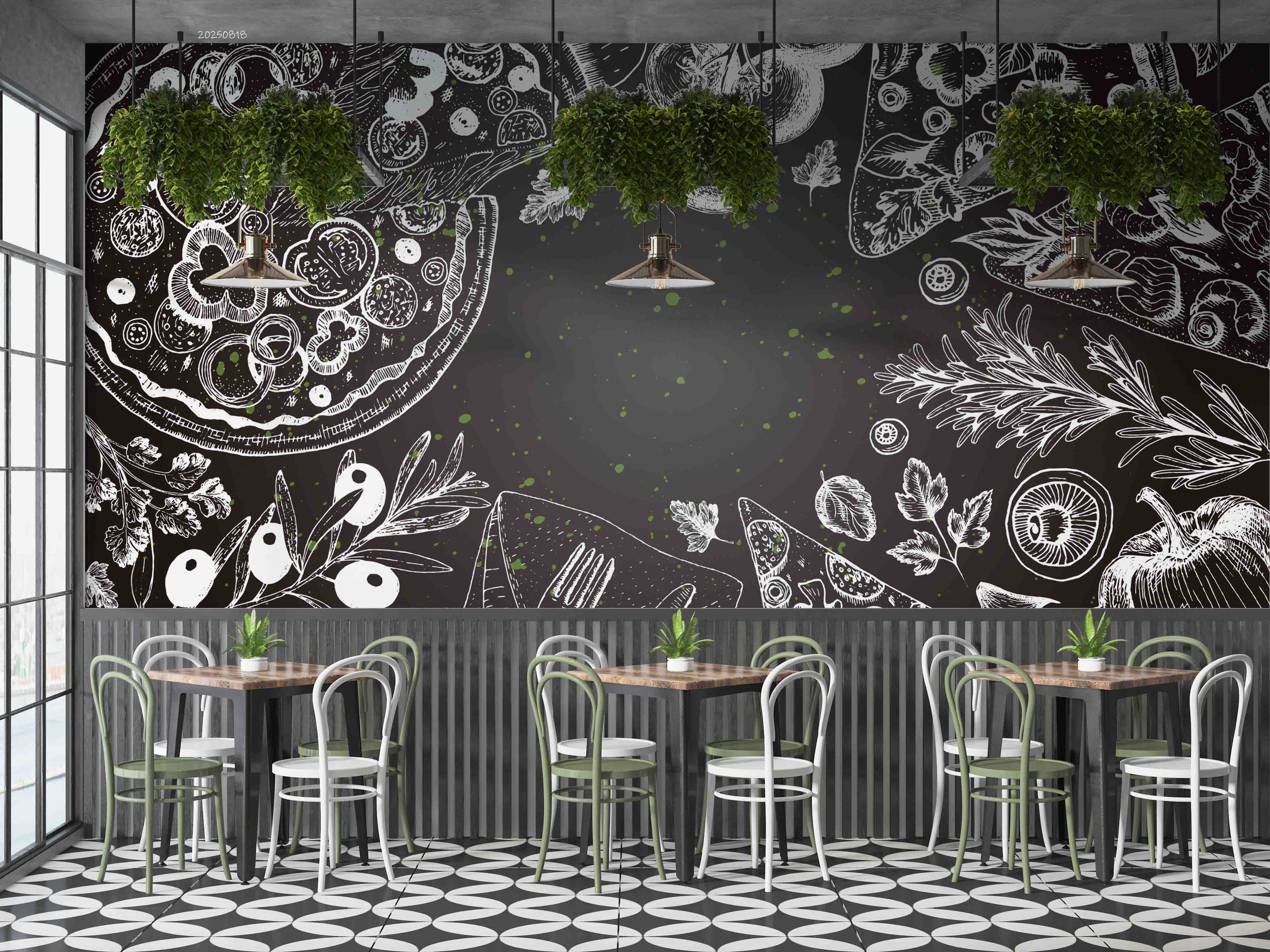 3D Restaurant Snack Bar Diner Fast Food Pizza Wall Mural Wallpaper 53