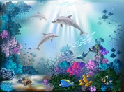 3D Animal Sea Fish Coral Dolphin Wall Mural Wallpaper YXL 2490