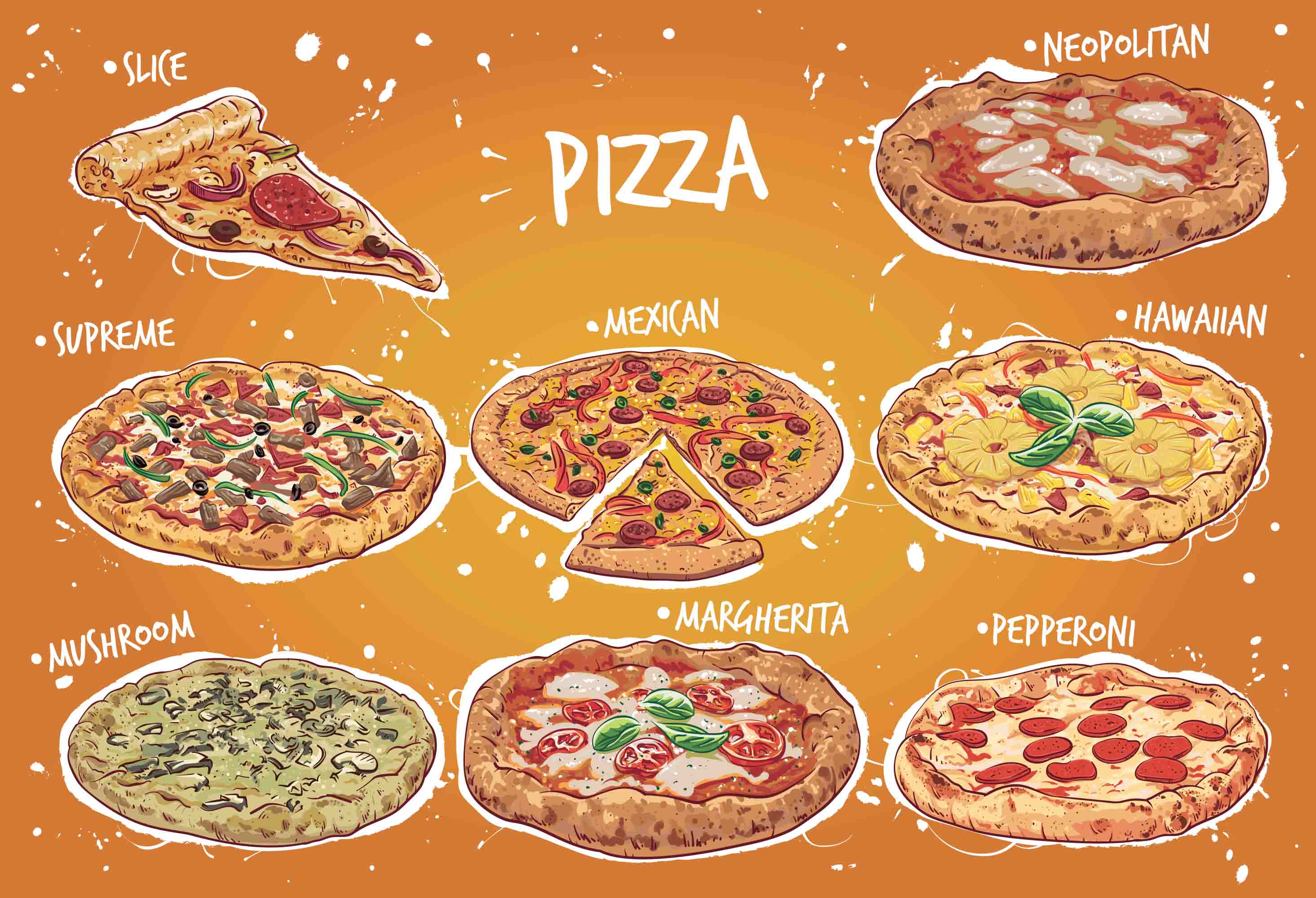 3D Restaurant Snack Bar Diner Fast Food Pizza Wall Mural Wallpaper 64