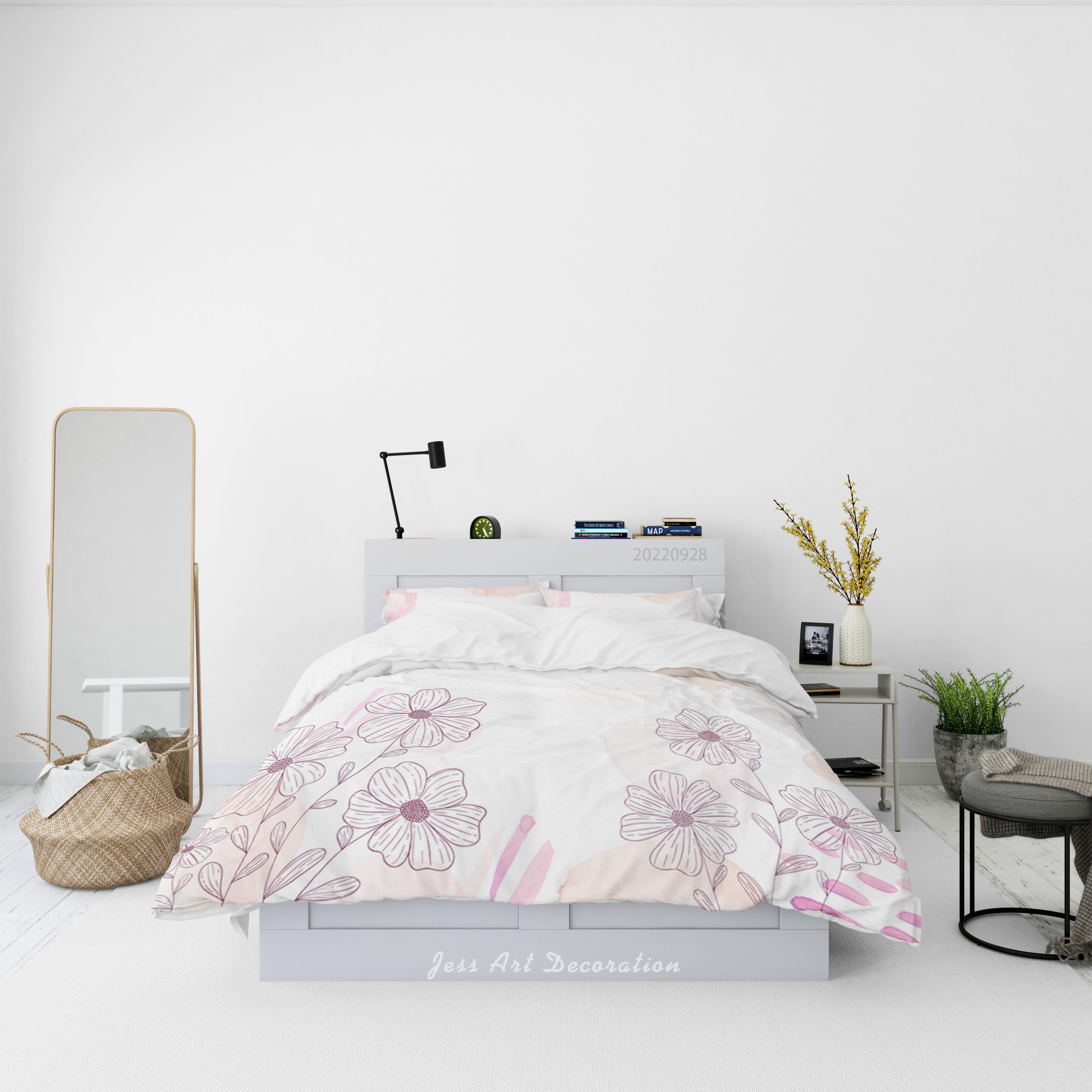 3D Floral Heronsbill Round Quilt Cover Set Bedding Set Duvet Cover Pillowcase 292