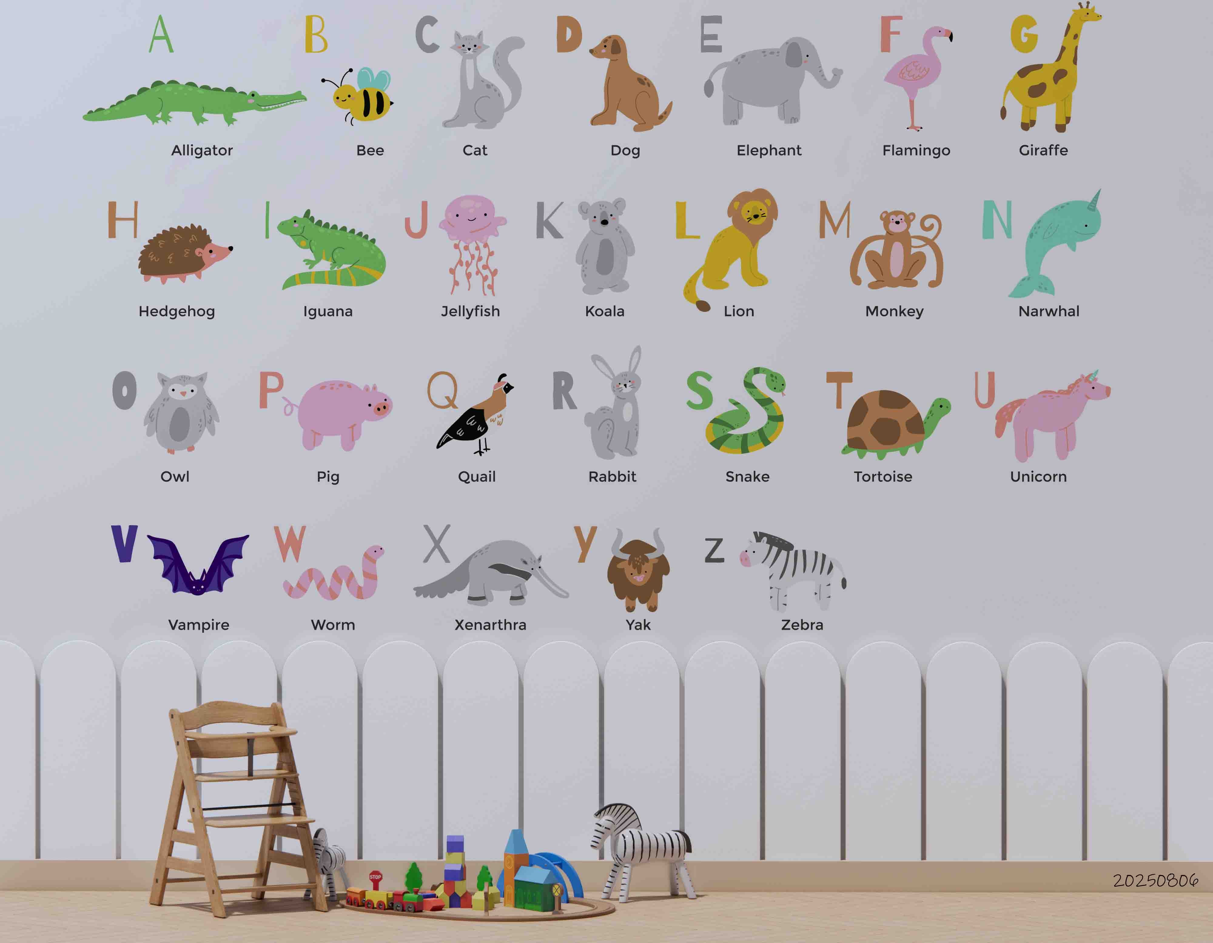 3D Childcare Nursery School Cartoon Kids Animals Letters Wall Mural Wallpaper JN 65